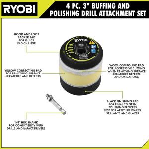 RYOBI (4-Piece) Buffing and Polishing Drill Attachment Set