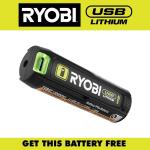 RYOBI USB Lithium Rechargeable Battery Lithium 2.0 Ah