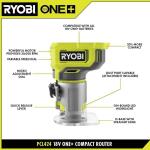 RYOBI ONE (Tool Only) 18V Cordless Compact Fixed Base Router (PCL424B)