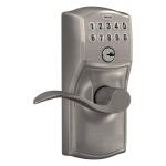 Schlage Camelot Satin Nickel Electronic Keypad Door Lock with Accent Handle and Flex Lock (892174)