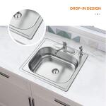 Glacier Bay 25 in. Single Bowl Drop-in Kitchen Sink, 22 Gauge Stainless Steel (VT2522A16)