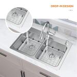 Glacier Bay Bratten 33 in. 50/50 Double Bowl Drop-In Kitchen Sink with Accessories, 18 Gauge Stainless Steel (VT3322TA0ACC)
