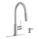 Glacier Bay Paulina Single-Handle Kitchen Faucet with Pull-Down Sprayer, TurboSpray, FastMount, and Soap Dispenser in Stainless Steel (HD67780-1008D2)