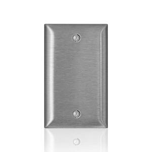 Leviton 1-Gang C-Series Blank Wallplate, Standard Size, Magnetic Stainless Steel (R50-0SL13-000)