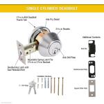 Universal Hardware Industrial Duty Commercial Single Cylinder Deadbolt, UL 3-Hour Fire ANSI Grade 1, Satin Chrome Finish (UH40055)