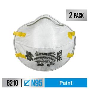 3M N95 Disposable Paint Prep Sanding Disposable Respirator Mask (2-Pack) (8210PA1-A)