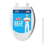 BEMIS Mr. Clean Removes for Easy Cleaning + Antimicrobial White Elongated Soft Close Plastic Closed Front Toilet Seat