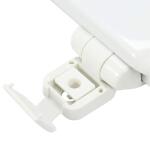 Bemis Jamestown Round White Closed Front Toilet Seat Made of Enameled Wood, Featuring a Never-Loosen Design, Adjustability, and Soft Close.