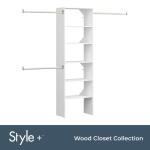 ClosetMaid Style+ 84 in. W - 120 in. W White Tower Wall Mount 6-Shelf Wood Closet System (4365)