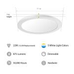 Commercial Electric 11 in. 12.5-Watt Dimmable White Integrated LED 875 Lumens Round Flat Panel Ceiling Flush Mount with Color Change 5CCT (74210/6WY/HD)