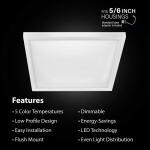 Feit Electric 10.5-Watt Integrated LED Flush Mount 7.5 in. White Square Dimmable Flat Panel Ceiling with Color Change 5CCT (74208/6WYCA)