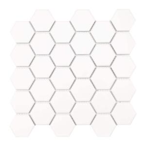 MSI White 2 in. Hexagon 11 in. x 11 in. Matte Porcelain Mesh-Mounted Floor and Wall Mosaic Tile (0.81 sq. ft./Each) (NHDWHI2X2HEX)