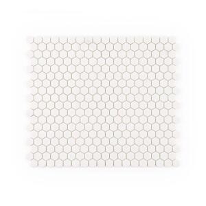 Jeffrey Court 5/8" Muze Hexagon White 9.875 in. x 11.375 in. Hexagon Matte Glass Wall and Floor Mosaic Tile (0.78 sq. ft./Each) (13069)