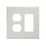 Leviton 2-Gang White 1-Decora/Rocker/1-Duplex Outlet/Receptacle Nylon Midway/Midsize Wall Plate (1-Pack) - R52-PJ826-00W