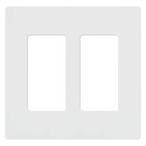 Lutron Claro 2 Gang Wall Plate for Decorator/Rocker Switches, Gloss, White (CW-2-WH) (1-Pack) - CW-2-WH
