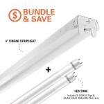 Metalux SLES 4 ft. 64-Watt Equivalent 2-Lamp Strip Light Luminaire Plus LED T8 Tube Bundle, 4000K, UNV Non-Dim (SLES2T82G40)
