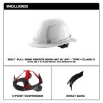 Milwaukee BOLT White Type 1 Class C Full Brim Vented Hard Hat with 4 Point Ratcheting Suspension (48-73-1201)
