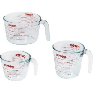 Pyrex 1118990 | 3PC Measuring Cup Set | 1 Cup, 2 Cup, 4 Cup Glass