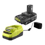 RYOBI 18V ONE+ Lithium-Ion Compact Battery and Charger Starter Kit 2.0 Ah (PSK005)