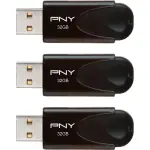 PNY 32GB Attaché 4 USB 2.0 Flash Drive 3-Pack – Black