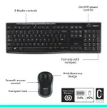 Logitech MK270 Wireless Keyboard and Mouse Bundle – Full-size, Membrane, Black for PC.