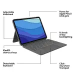 Logitech - Combo Touch iPad Pro Keyboard Folio for Apple iPad Pro 11" (1st, 2nd, 3rd & 4th Gen) - Oxford Gray (920-010095)