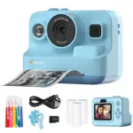 Hunkstar Kids Instant Print Camera with Dual Lens & 32GB Card – Blue