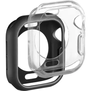 Insignia™ - Bumper Cases for Apple Watch 42mm Series 10 (2-Pack) - Black/Clear (NS-AWBC42BC2)