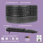 Logitech MK670 Wave Keys Ergonomic Wireless Keyboard & Mouse Combo – Graphite