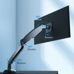 HUANUO - Single Monitor Desk Mount with Gas Spring Arm - Black