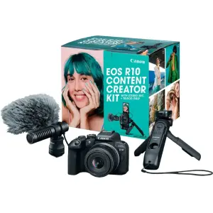 Canon EOS R10 Mirrorless Camera with RF-S 18-45mm IS STM Content Creator Kit – Black