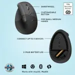 Logitech Lift Vertical Ergonomic Wireless Mouse - Graphite