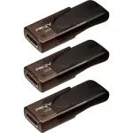 PNY 32GB Attaché 4 USB 2.0 Flash Drive 3-Pack – Black