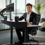 HUANUO - Dual Monitor Desk Mount with Gas Spring Arms - Black