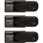 PNY 32GB Attaché 4 USB 2.0 Flash Drive 3-Pack – Black