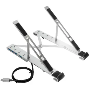 Targus - Portable Laptop Stand + Integrated USB-A Hub - Silver (AWU100205GL)