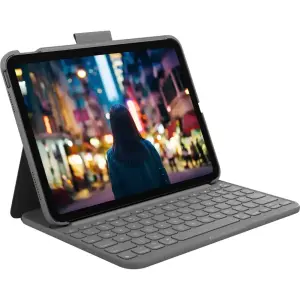 Logitech Slim Folio Keyboard Case for iPad A16 & 10th Gen with Bluetooth – Oxford Gray