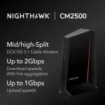 NETGEAR - Nighthawk Mid/High-Split 32 x 8 DOCSIS 3.1 Cable Modem - Black (CM2500-100NAS)