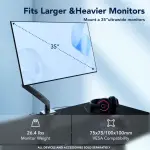 HUANUO - Single Monitor Desk Mount with Gas Spring Arm - Black