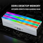 Silicon Power 64GB Zenith RGB 6000 MHz DDR5 Desktop Memory Kit (2 x 32GB, White)