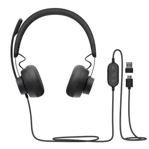Logitech - Zone 750 Wired Headset - Noise Canceling On-Ear - Black (981-001103)