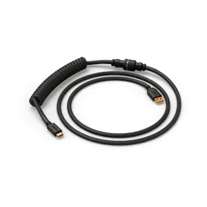 Glorious - Coiled USB-C Artisan Braided Keyboard Cable for Mechanical Gaming Keyboards - Phantom Black (GLO-KB-ACC-CBL-COIL-PBLK)