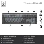 Logitech MX Mechanical Full-Size Wireless Keyboard - Tactile Switch - Graphite