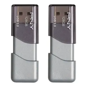 PNY - Turbo Attaché 3 128GB USB 3.0 Type A Flash Drive, 2-Pack - Silver (P-FD128X2TBOP-MP)