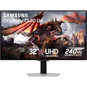 Samsung 32" Odyssey G8 QD-OLED 4K UHD 240Hz Gaming Monitor – Silver
