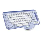 Logitech - POP ICON COMBO Compact TKL Bluetooth Keyboard and Mouse Bundle- Lilac & Off-White