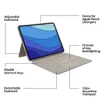 Logitech - Combo Touch Keyboard Folio for Apple iPad Pro 12.9" (5th & 6th Gen) - Sand (920-010119)