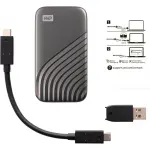WD - My Passport External USB - 2TB Type-C Portable SSD - Space Gray (WDBAGF0020BGY-WESN)