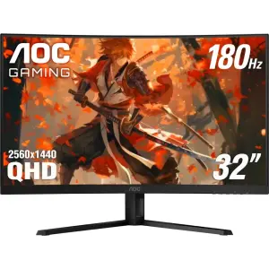 AOC - CQ32G4VE 31.5" VA Curved Gaming Monitor, QHD (2560x1440), 180Hz, 0.5ms, - Black