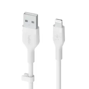 Belkin BoostCharge 6.6FT USB-A to Lightning Cable with Clip - White
